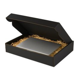 Czarne pudełko prezentowe 300x200x50 mm – eleganckie kartonowe opakowanie ozdobne na prezent urodzinowy i ramki map