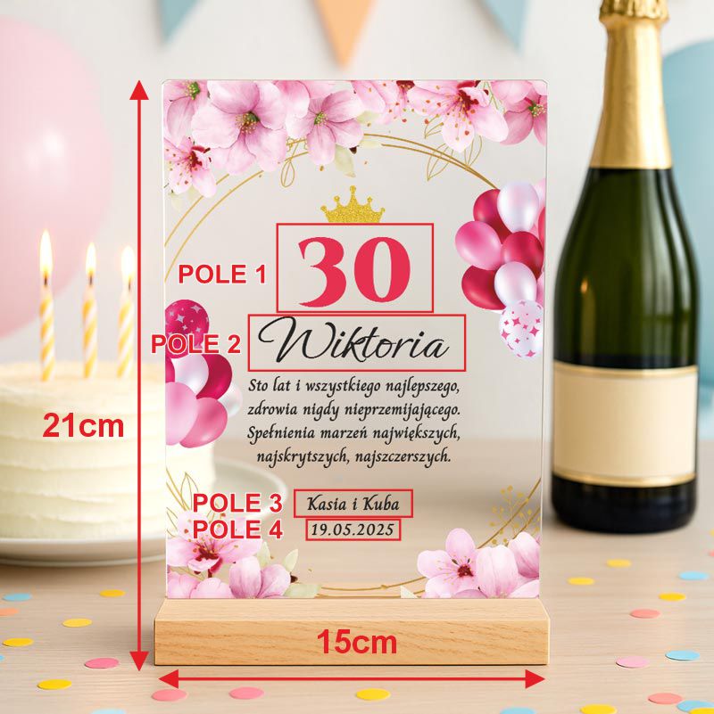 Statuetka Dyplom z Pleksi Prezent na 30 Kobiecie MD1392 - obrazek 2