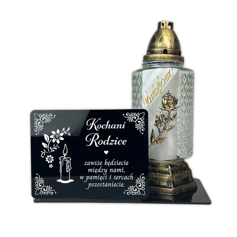 Statuetka nagrobna – czarna pleksi z miejscem na znicz MD1384