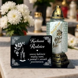 Statuetka nagrobna – czarna pleksi z miejscem na znicz MD1384