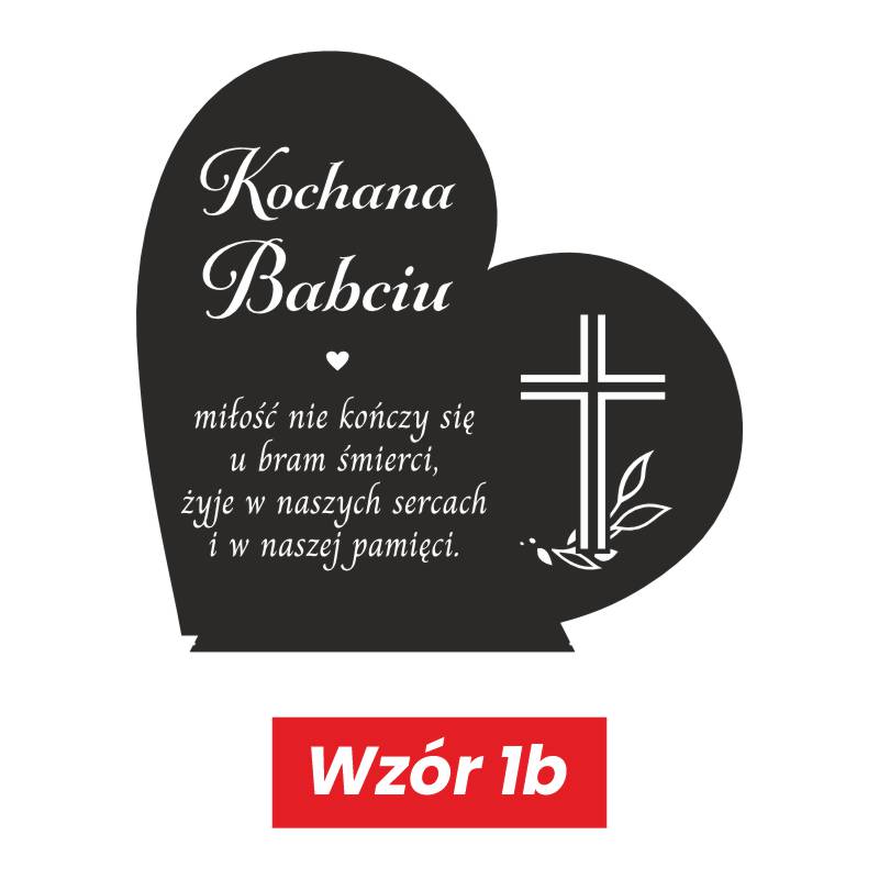 Statuetka na Grób Serce Czarna Pleksi Nadruk z dedykacją MD1380