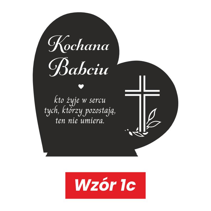 Statuetka na Grób Serce Czarna Pleksi Nadruk z dedykacją MD1380