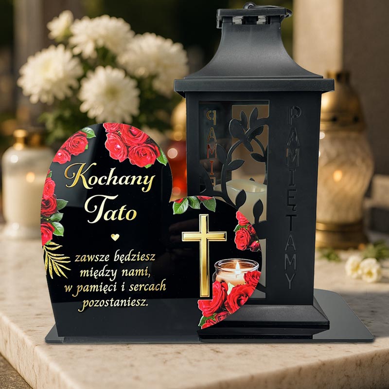 Dekoracja Nagrobna Serce dla Taty – Podstawka na Znicz MD1416