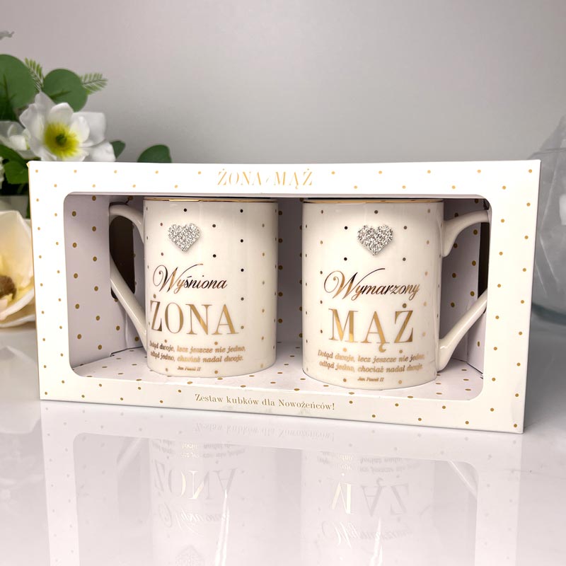 Zestaw Kubków dla Nowożeńców Prezent na Ślub Mąż i Żona - obrazek 2