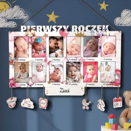 Ramka na 12 Zdjęć dla Dziewczynki Kolorowy Nadruk Księżniczki MD1493. Ramka na 12 zdjęć z kolorowym nadrukiem księżniczki.