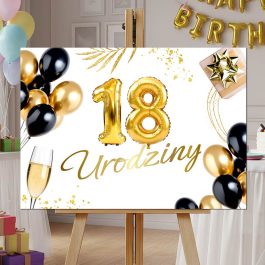Tablica Wejściowa Złoto-Czarne Balony