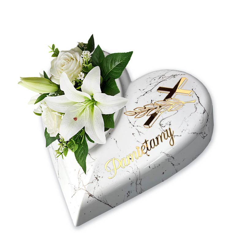 Biała doniczka na grób