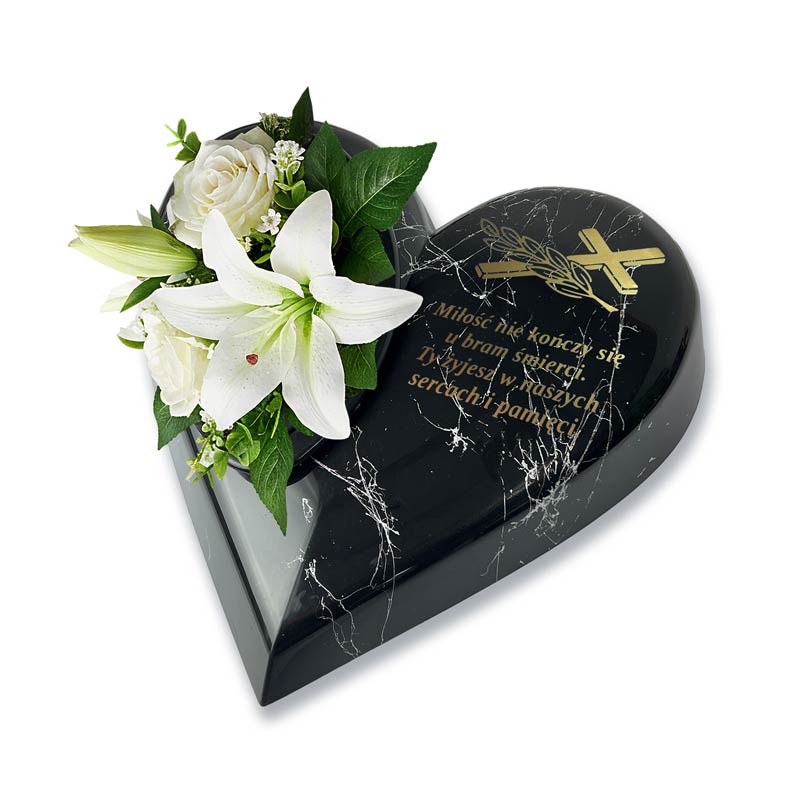Czarna Doniczka na Cmentarz-Serce MD1464 - obrazek 2