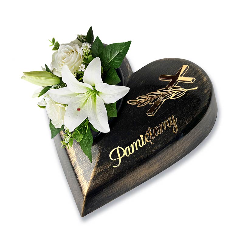 Czarno-złota doniczka na grób Serce MD1446 - obrazek 2