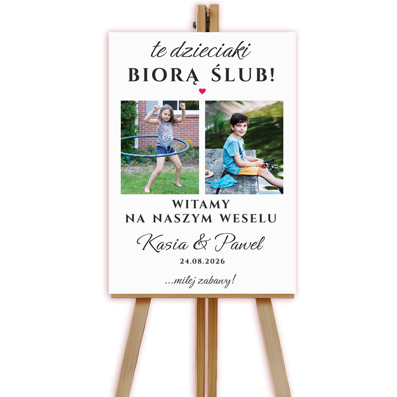 Ślubna tablica powitalna dzieci