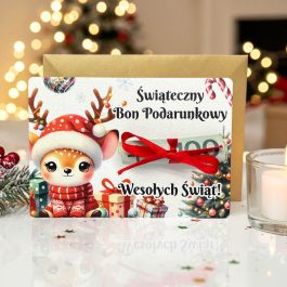 Karta Podarunkowa Bon z Motywem Świątecznym na Pieniądze MD1633