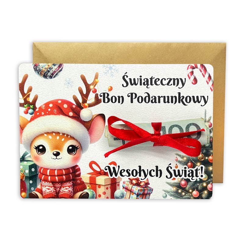 Karta Podarunkowa Bon z Motywem Świątecznym na Pieniądze MD1633 - obrazek 2