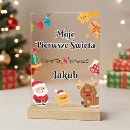 Moje Pierwsze Święta Statuetka z Pleksi z Imieniem Kolorowy Nadruk MD1642
