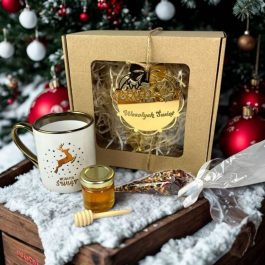 Personalizowany Zestaw Świąteczny z Kubkiem i Miodem Prezent MD1617