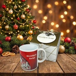 Kubek Świąteczny z Napisem Wesołych Świąt Zestaw Prezenty Firmowe MD1627