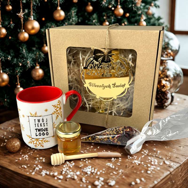 Świąteczny Zestaw z Kubkiem i Miodem Prezent dla Kontrahentów MD1616