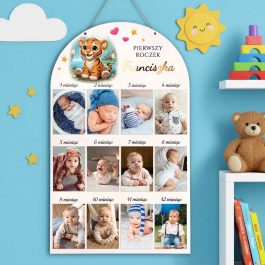 Tablica Pierwszy Rok Życia Dziecka 12 Zdjęć Kolorowa Tygrysek MD1611