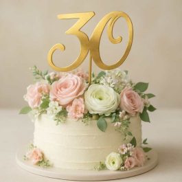 Złoty Topper na Tort Urodzinowy 30