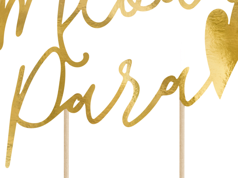 Złota Dekoracja Tortu Młoda Para