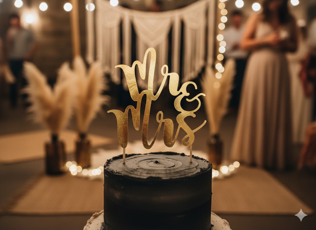 Złota Dekoracja Tortu Mr&Mrs