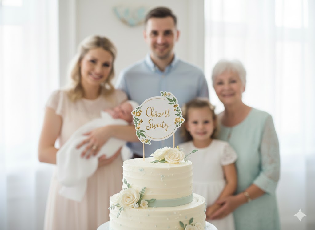 Ozdobny Topper na Tort Chrzest Święty