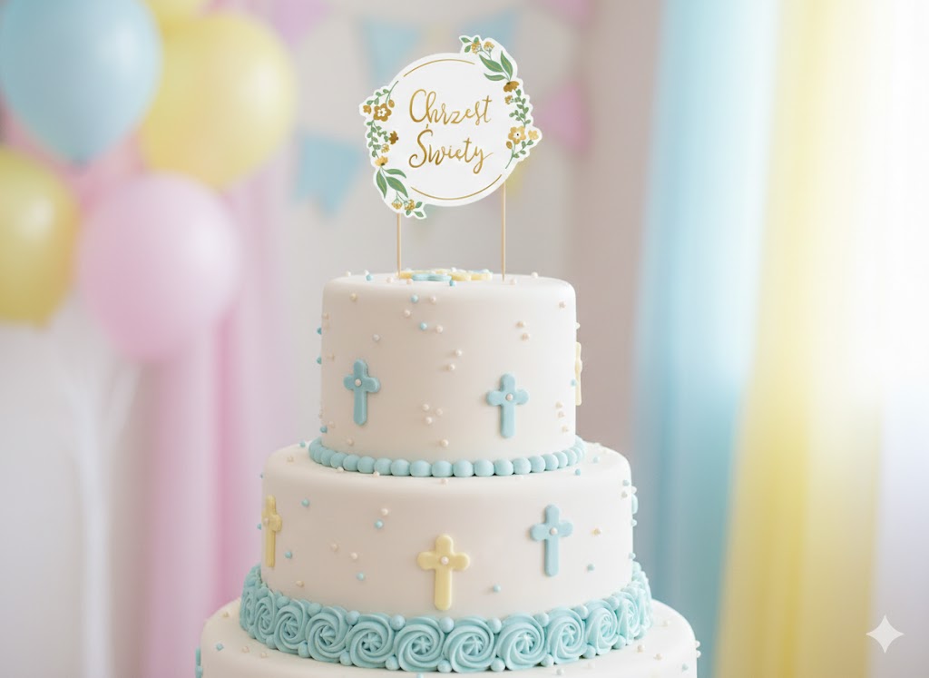 Ozdobny Topper na Tort Chrzest Święty