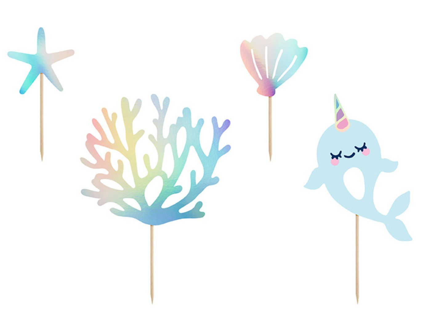 Opalizujące Dekoracje na Tort Narwal