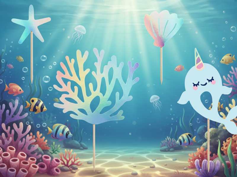 Opalizujące Dekoracje na Tort Narwal