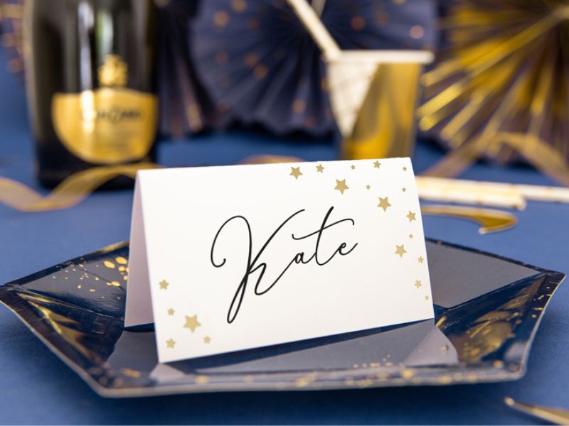 Wizytówki na Stół Let's Celebrate Złote Gwiazdki