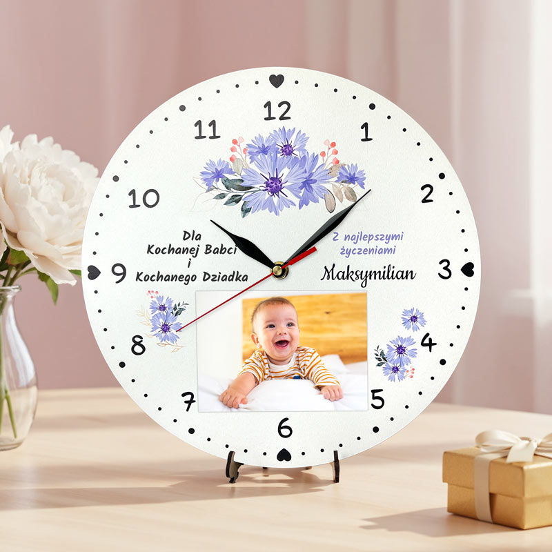 Zegar Ścienny z Miejscem na Zdjęcie Prezent na Dzień Babci i Dziadka MD1701