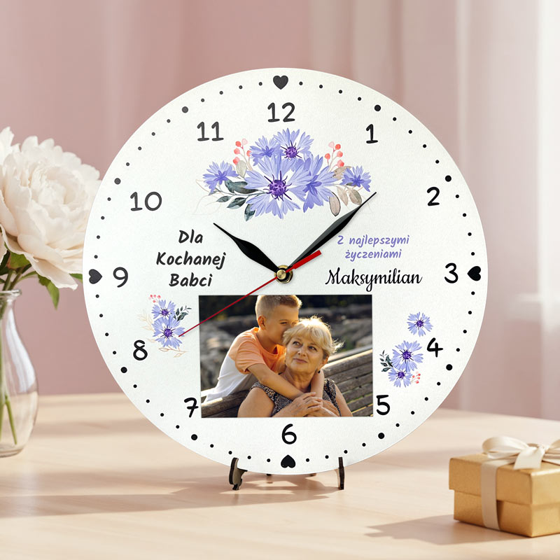 Zegar Ścienny z Miejscem na Zdjęcie Prezent na Dzień Babci i Dziadka MD1701