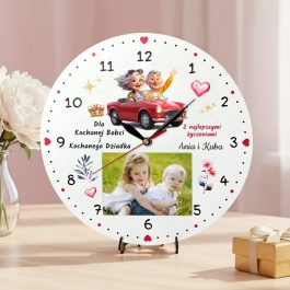 Zegar na Dzień Babci i Dziadka z Miejscem na Zdjęcie Kolorowy MD1714