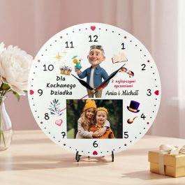 Zegar dla Dziadka ze Zdjęciem i Dedykacją Pomysł na Prezent MD1716