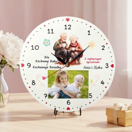 Dzień Babci Dzień Dziadka Zegar z Miejscem na Zdjęcie Personalizowany MD1723