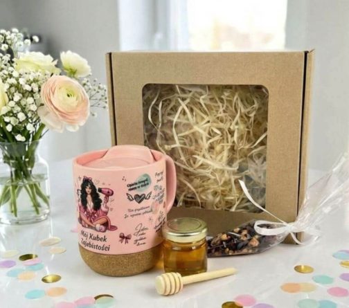 Kubek Zajebistości z Korkowym Spodem Zestaw Miodzik i Herbata MD1664.