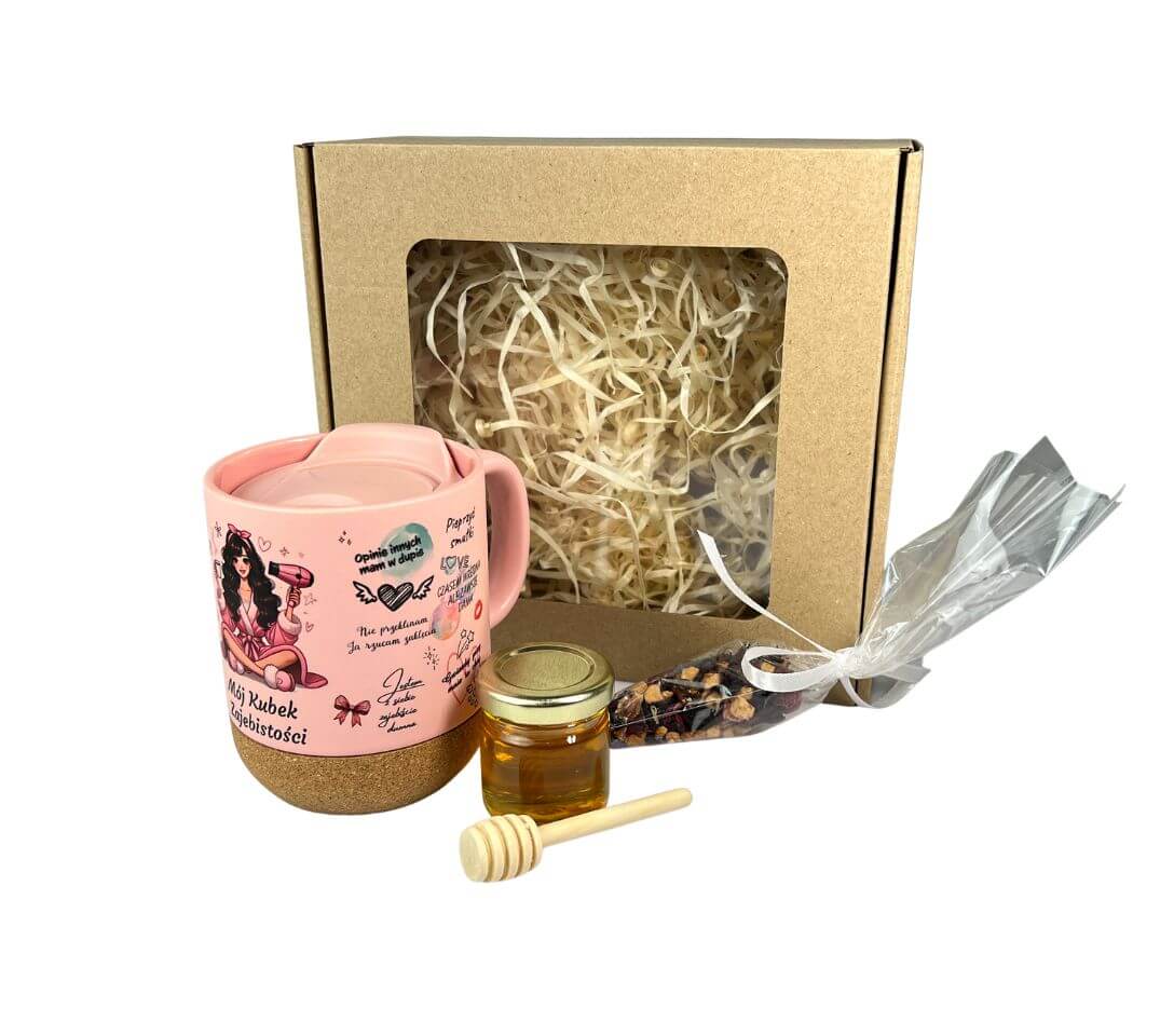 Kubek Zajebistości z Korkowym Spodem Zestaw Miodzik i Herbata MD1664