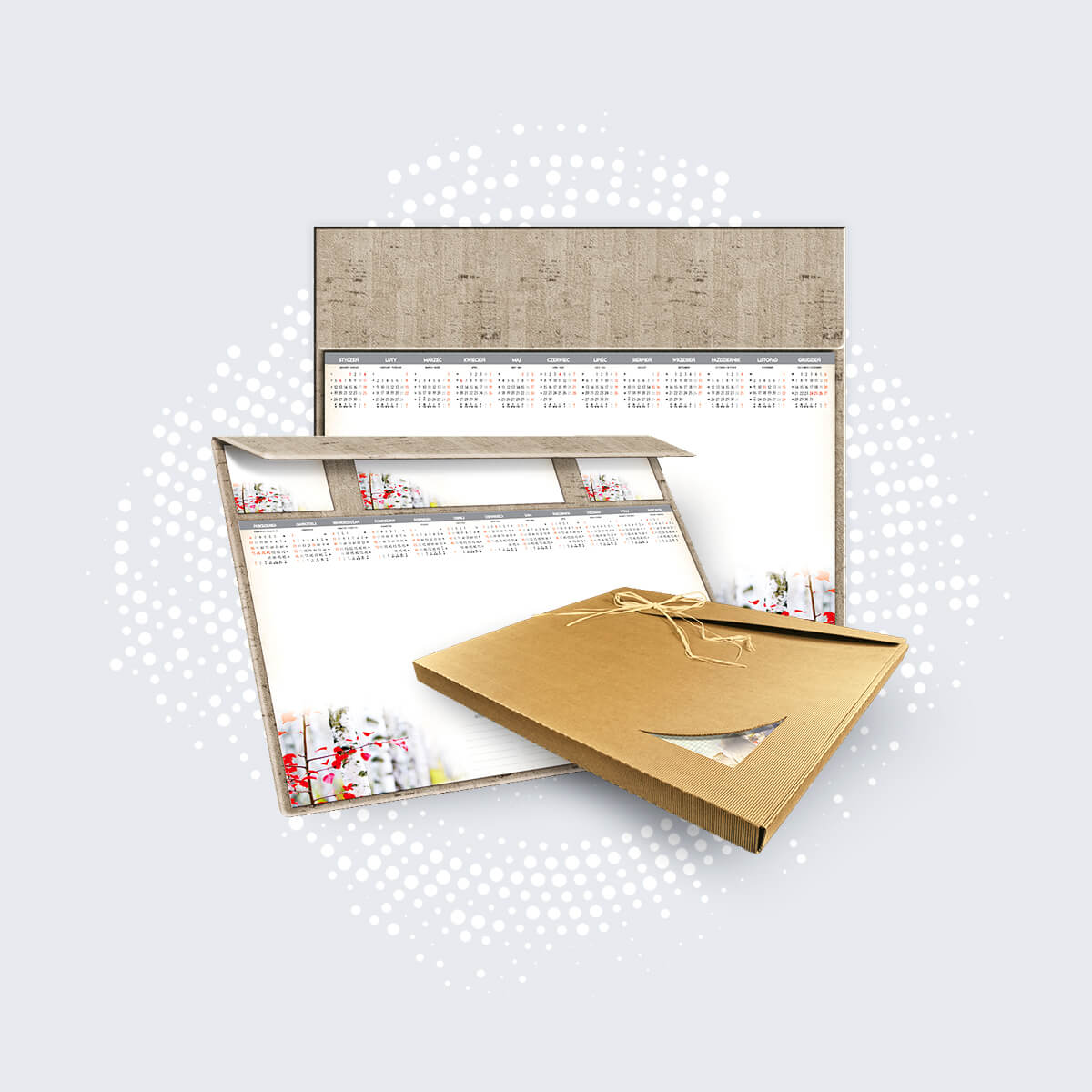 Kalendarz biurkowy – Biuwar Organizer w Ozdobnym Pudełku Szary AN1412