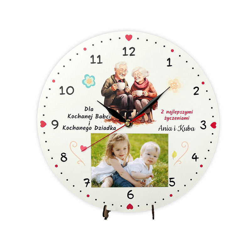 Dzień Babci Dzień Dziadka Zegar z Miejscem na Zdjęcie Personalizowany MD1723 - obrazek 2
