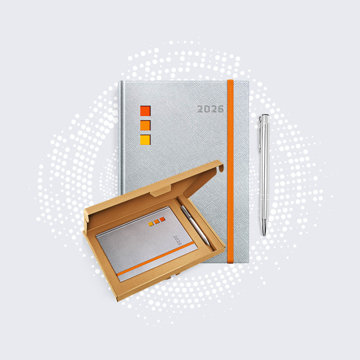 Zestaw Prezentowy dla Firm Kalendarz Ekoskóra + Długopis AN1457