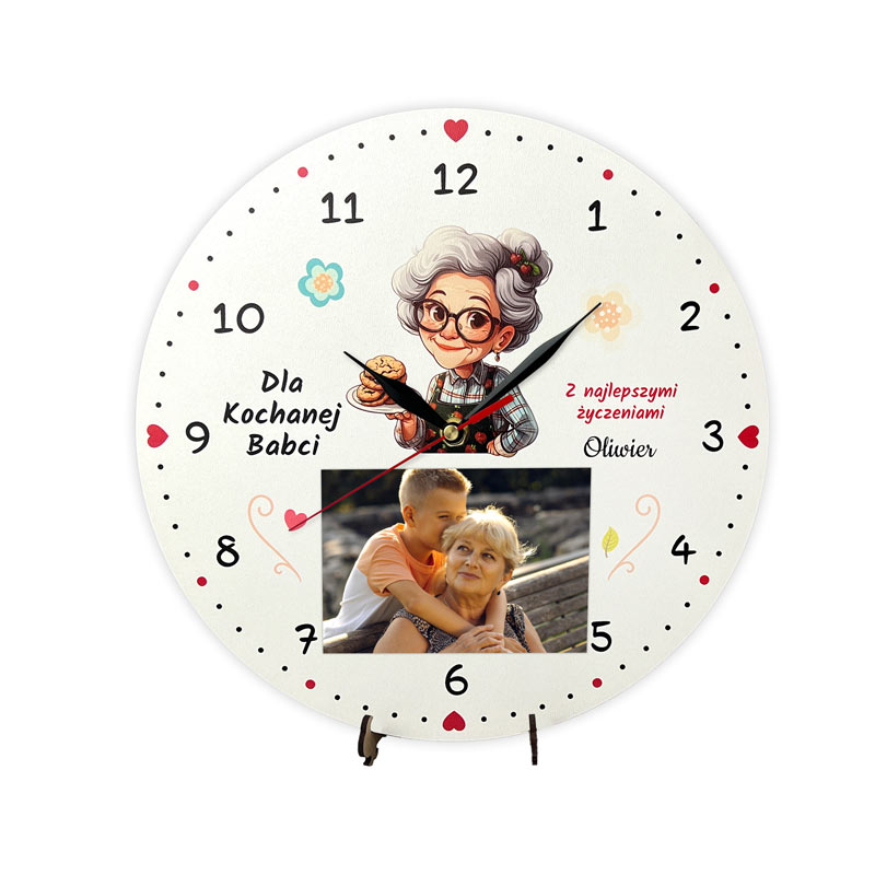 Personalizowany Zegar dla Babci ze Zdjęciem Kolorowa Grafika MD1720 - obrazek 2