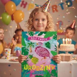 Duży Karnet Urodzinowy 3D Flaming MD1711