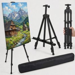 Sztaluga aluminiowa sztaluga malarska 170cm w pokrowcu. Stojak trójnożny na tablice powitalne weselne, komunijne i urodzinowe z regulacją wysokości i antypoślizgowymi stopkami.