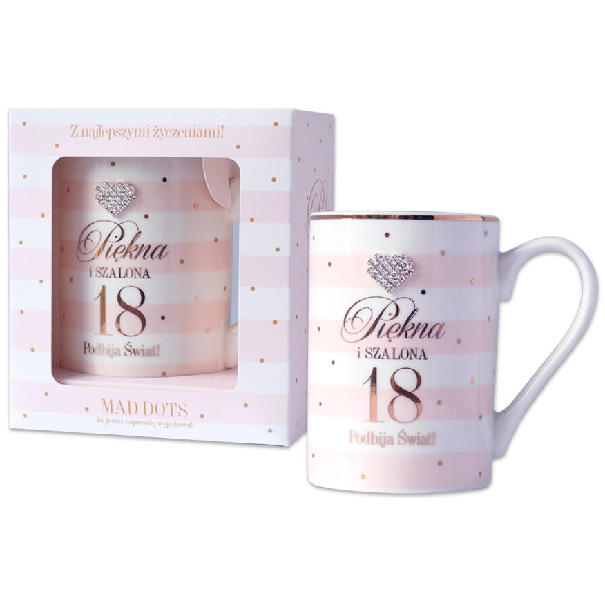Elegancki kubek z cyrkoniami 350 ml – prezent dla Niej na 18 urodziny MD1903