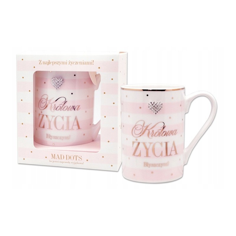 Ceramiczny kubek Królowa Życia z cyrkoniami upominek dla kobiety MD1904