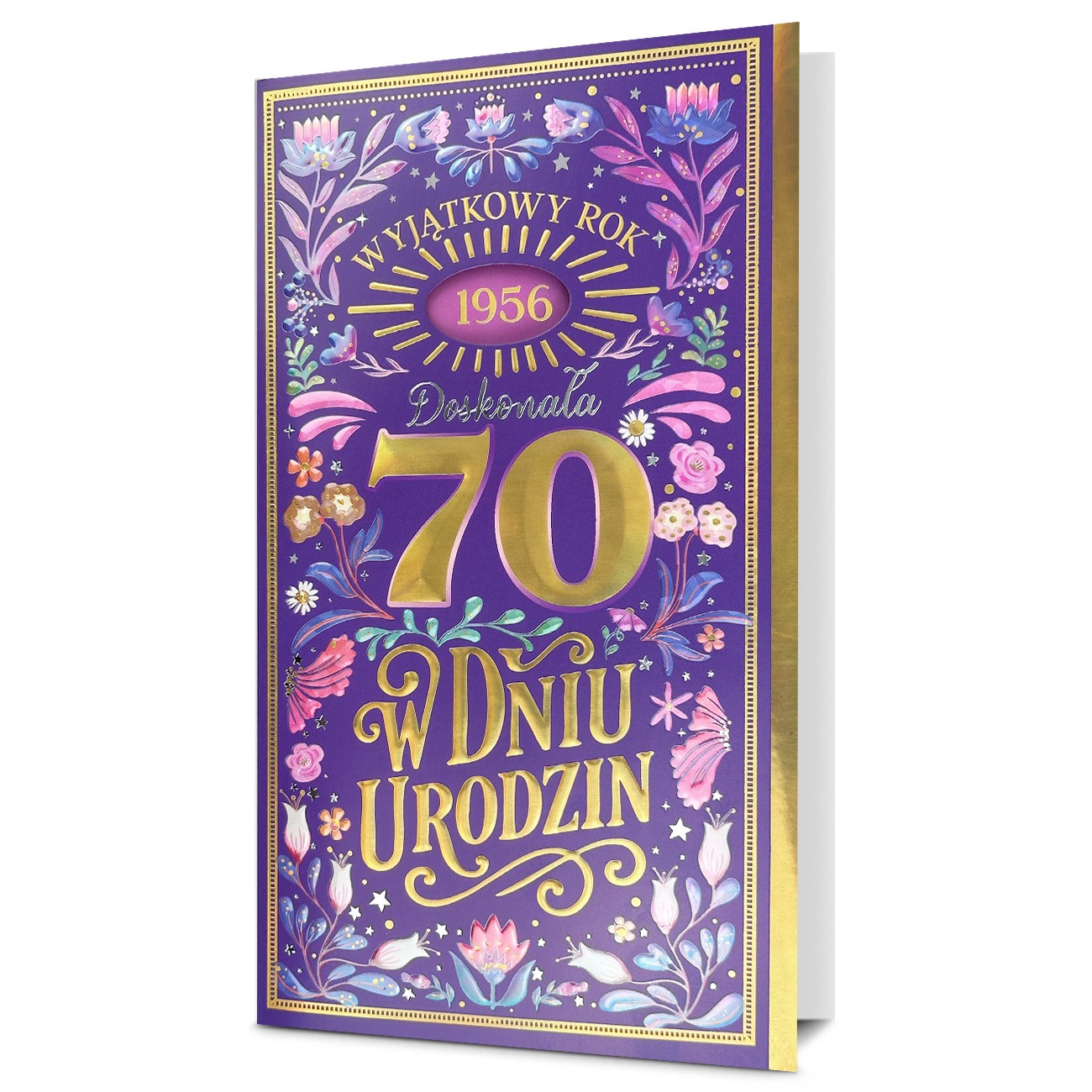 Bogato zdobiona kartka urodzinowa na 70 urodziny Rocznik 1956 MD190