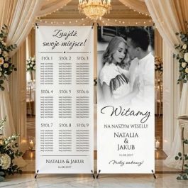 Baner Powitalny i Plan Stołów na Wesele 80x180 cm Zestaw.