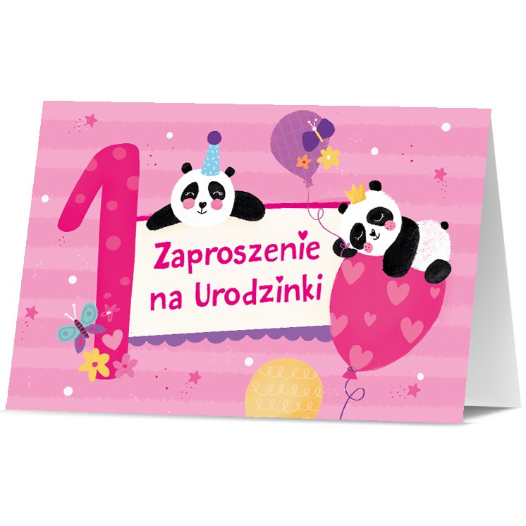 Zaproszenia na 1 Urodzinki dla Dziewczynki z Misiem Koala Różowe MD1967