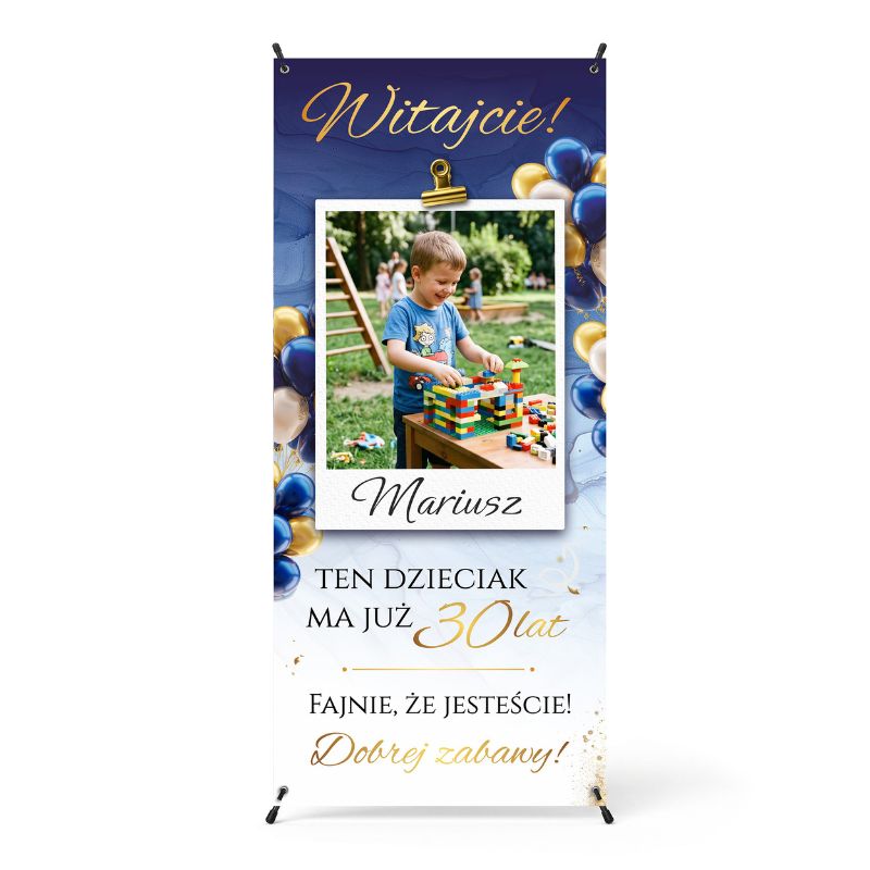 X Baner na Urodziny ze Zdjęciem Personalizowana Ścianka Dekoracja Sali.