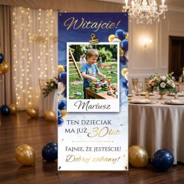 X Baner na Urodziny ze Zdjęciem Personalizowana Ścianka Dekoracja Sali.
