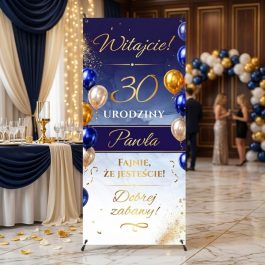 X Baner Powitalny na Urodziny 18 – 100 lat Granat i Złoto Glamour MD2028